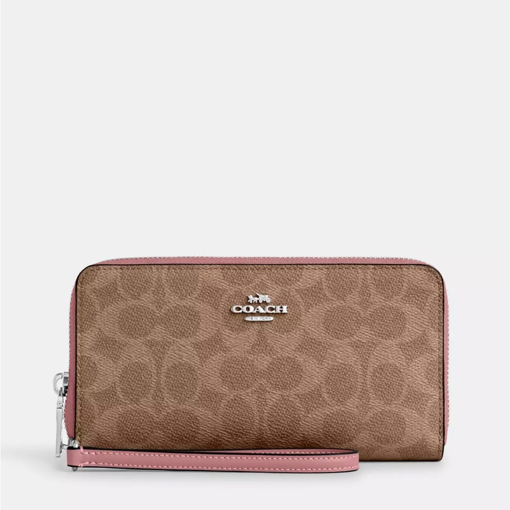 Coach Long Zip Around Wallet With Detachable Card Case In Signature Canvas🎀
